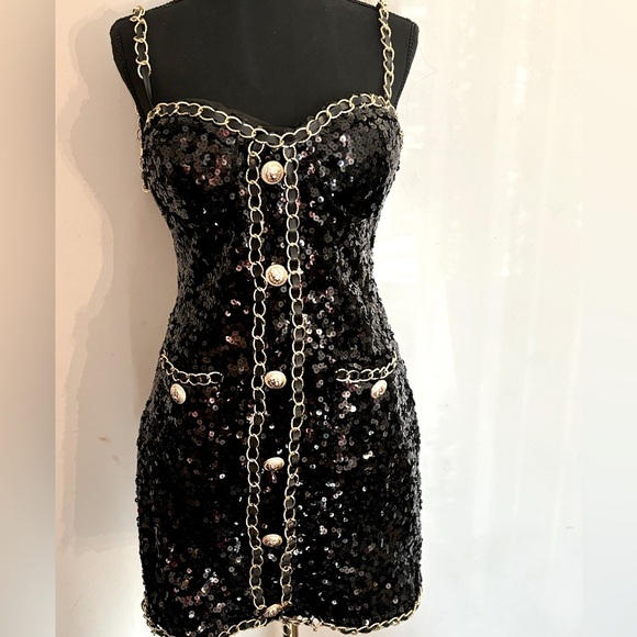 Madeline Black Sequin Fashion Nova Dress - Picture 3 of 6